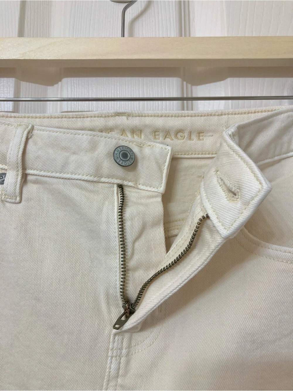 American Eagle Off White Front Slit Low Rise Denim Maxi Skirt 4 Western Cowgirl